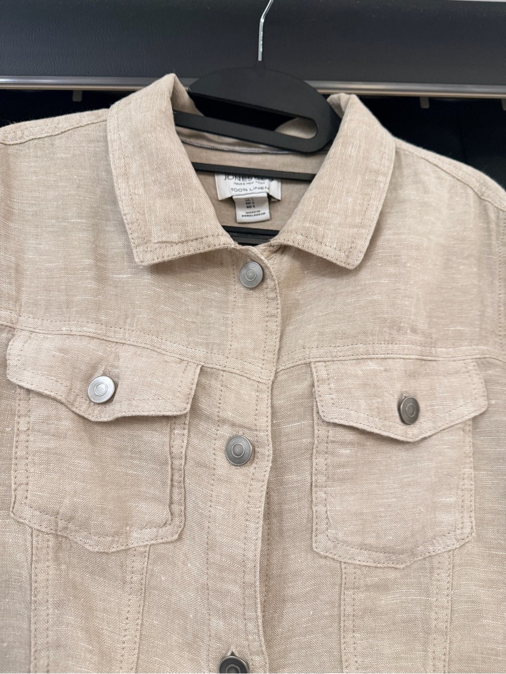Jones & Co Jones New York - Large - 100% Linen Jean Jacket in Neutral Beige. - Picture 6 of 12
